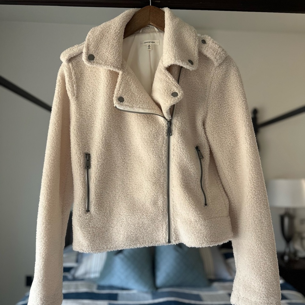 Max Studio Cream moto Jacket